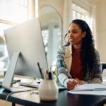 Woman getting promoted while working from home